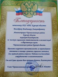 Благодарность от главы Черемисиновского района
