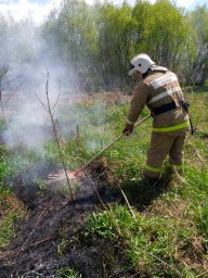 Хомутовские огнеборцы потушили траву