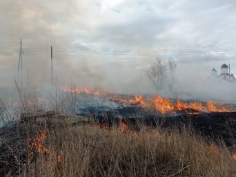 Контролируемый отжиг сухой травы в Черемисиновском районе
