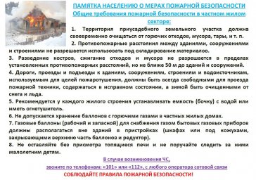 Общие требования пожарной безопасности в частном жилом секторе