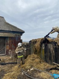 ​Фатежские огнеборцы на ликвидации возгорания