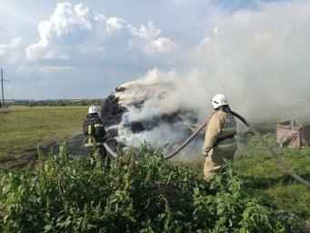 ​Огнеборцы и добровольцы потушили сено