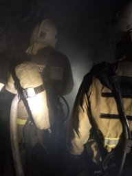 ​Огнеборцы ПЧ Солнцевского района на тушении пожара