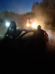 ​Глушковские огнеборцы-спасатели на ликвидации горения автомобиля